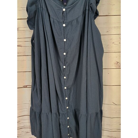 Universal Thread 2X Navy Blue Button-Front Dress With Ruffle‎ Straps - Picture 7 of 7